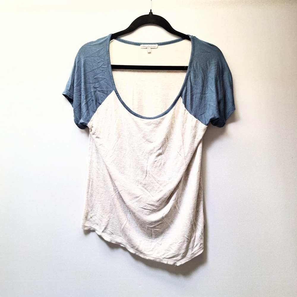 Vintage y2k Charlotte Russe Blue/White 3/4 Sleeve Top Shirt Womens Size Large